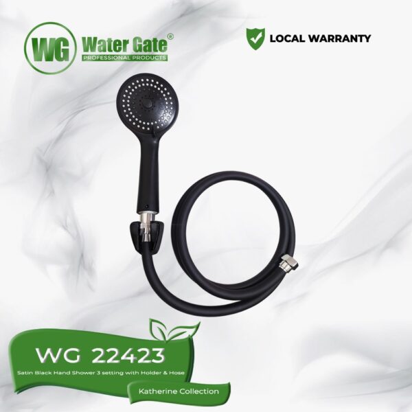 Water Gate WG 22423 Satin Black Hand Shower 3 Setting with Holder