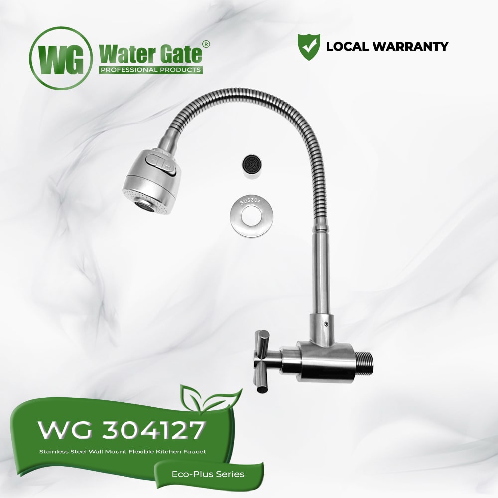 Water Gate WG 304127 SS Wall Mount Flexible Kitchen Faucet Watergate